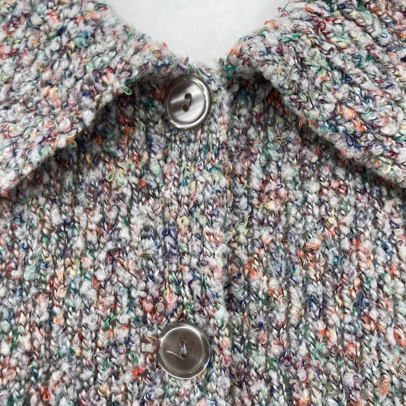 Dressbarn 1X Fuzzy Multicolor Fiber Collared Button-Up Cardigan - Picture 6 of 11